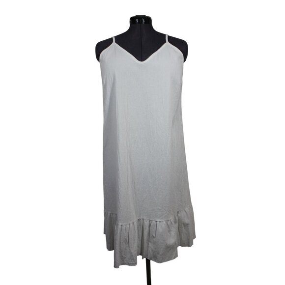 Women's white cotton spaghetti strap ruffle‎ hem summer beach dress L - Picture 1 of 10